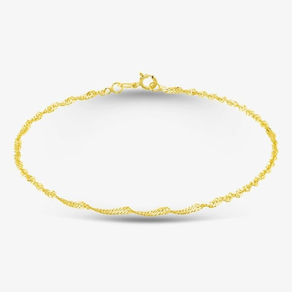 T. H. Baker 9ct Yellow Gold 18cm Diamond-Cut Twisted Curb Chain Bracelet 1.23.0471