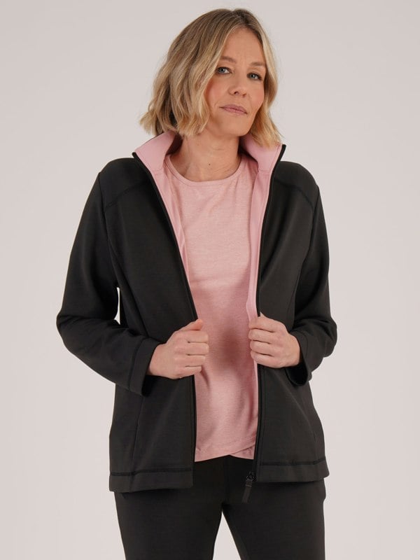 PennyPlain Athleisure Contour Ease Zipper Jacket - Charcoal