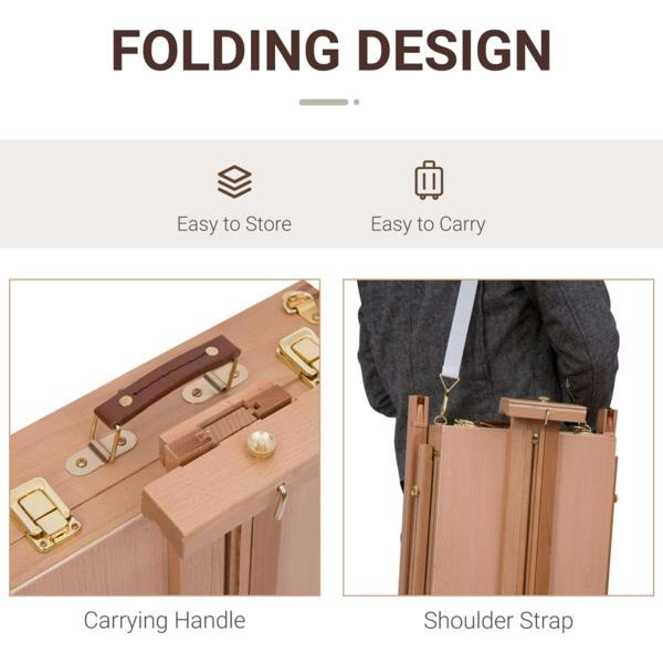 Dyzi Wooden Tripod Art Easel Folding Adjustable Drawing Workstation