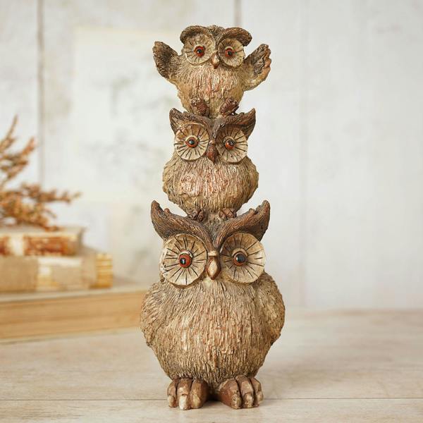 Country Living Stack Of Owls