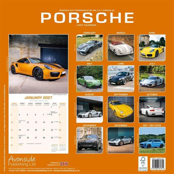 Porsche Calendar 2027, Wall Calendars, Month To View, Transport, Gift