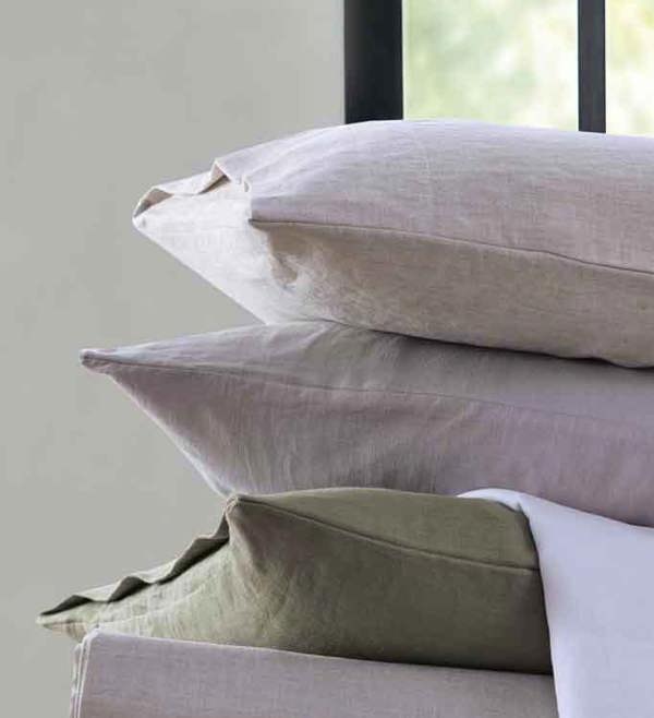 M.M Linen Laundered Linen Olive Pillowcase Set