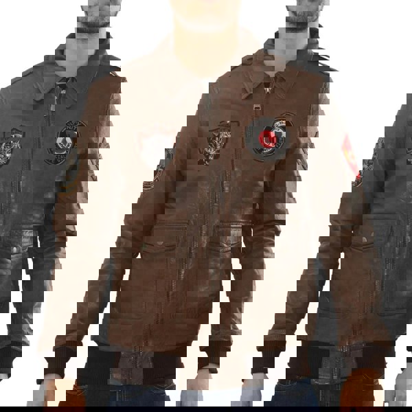 Leather Company Men's Leather Bomber Jacket Pilot Air Force Style