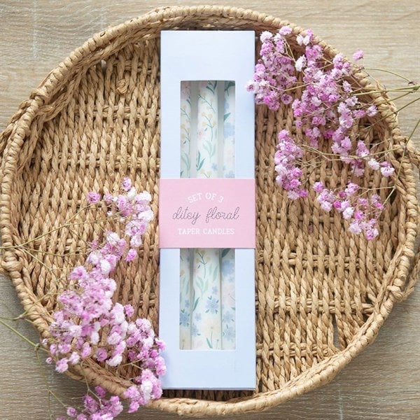 Serano Set of 3 Ditsy Floral Taper Candles