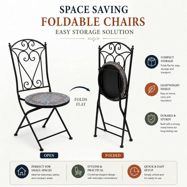 60cm Cairo Mosaic Bistro Set image 3
