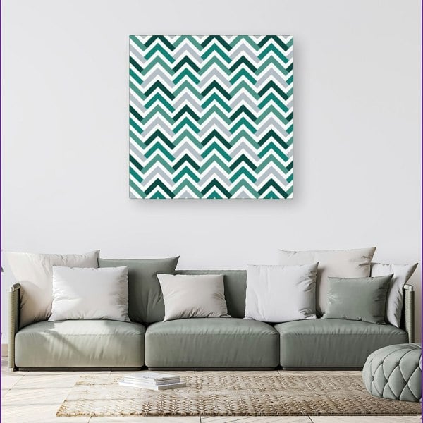 Warren Reed Geometric Retro Vintage Colored Chevron Pattern Canvas