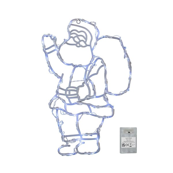 Samuel Alexander 44cm Battery Powered Light up Hanging Christmas Santa with White Multi-Action LEDs