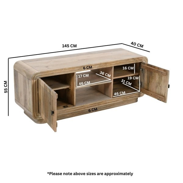 IH Design Rayne Mango Wood 2 Doors TV Cabinet