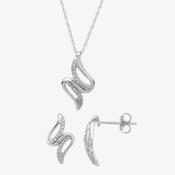 T. H. Baker 9ct White Gold 0.12ct Diamond Swirl Jewellery Set TH0121714