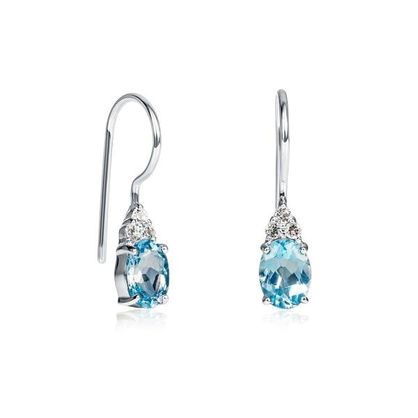 namana 925 Sterling Silver Oval Shaped Blue Topaz Drop Earrings