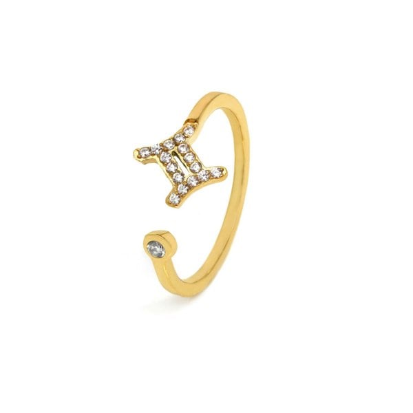 Say It With Gemini Ring with CZ Stones - Yellow Gold Plated