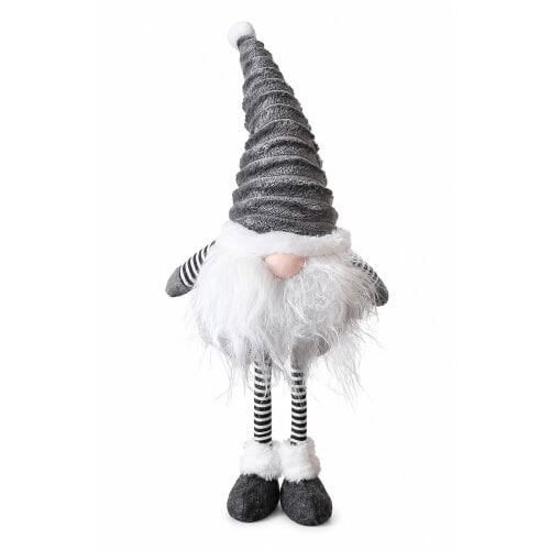 Large Christmas Cute Standing Groovikert Gonk Figure in Grey, Free-Standing Polyester Festive Decoration, Soft Indoor Ornament, 53cm Tall x 20cm Wide