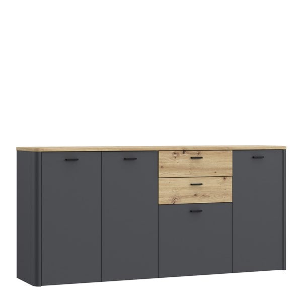 Furniture To Go Klara 4 Door 2 Drawer Chest in Grey and Oak