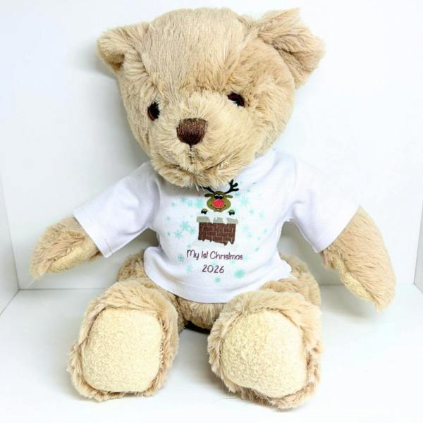 Personalised 1st Christmas Rudolph Teddy Bear, Baby First Christmas Gift Keepsake