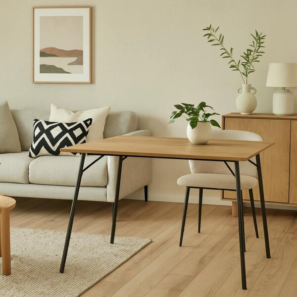 Wyld Haus Lagos 4 Seater Rectangular Natural Wild Oak and Black Metal Dining Table