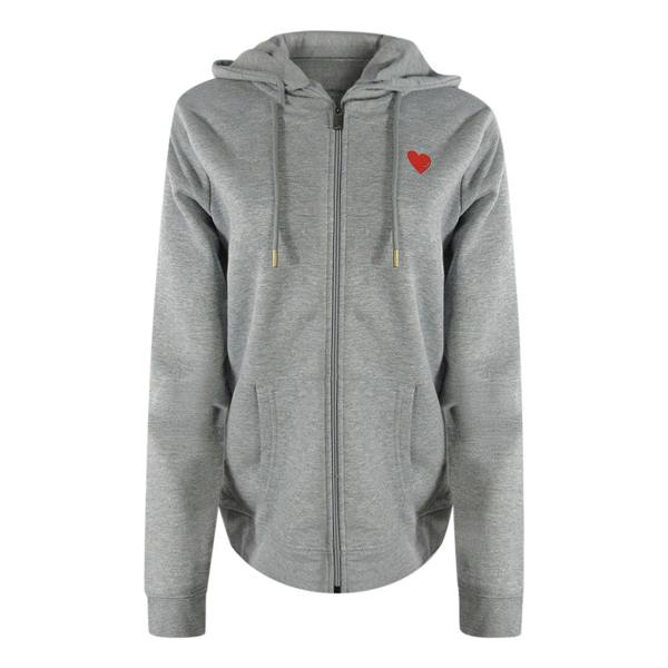 Moschino Love Moschino Small Red Heart Logo Grey Zip Hoodie