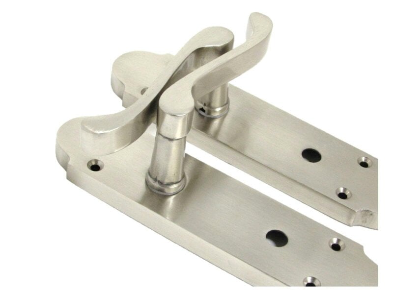 EDH Door Hardware Satin Nickel Bathroom Door Handle – Epsom Style Victorian Scroll Privacy Lever