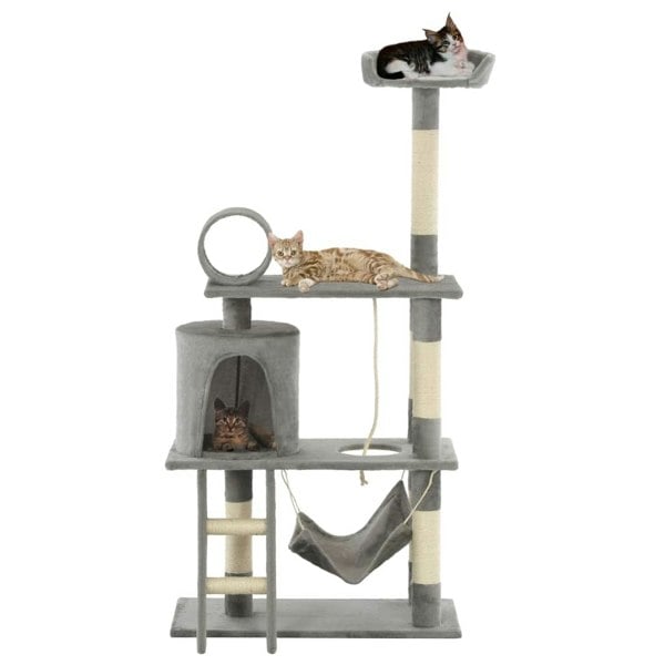 Berkfield Cat Tree with Sisal Scratching Posts 140 cm Grey