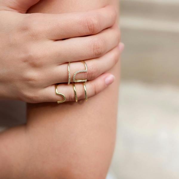 Spero London Sterling Silver Multi-Row Pinky Ring