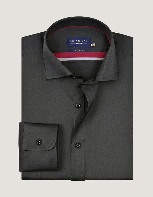 Men's Charcoal Plain Satin Dress Shirt