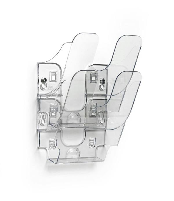 Durable FLEXIPLUS 2 Wall Mounted Literature Tray | A5 Portrait Holder | Clear