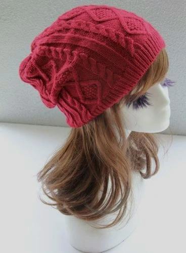 ATEK Unisex Oversized Slouch Beanie Knitted Winter Hat Red