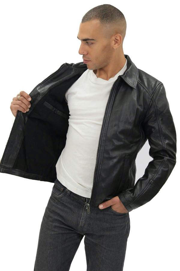 Infinity Leather Mens Smart Classic Harrington Leather Jacket-New York
