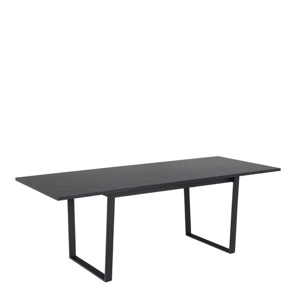 Furniture To Go Amble Extending Dining Table with Black Marble Melamine Top & Black Legs 160-220