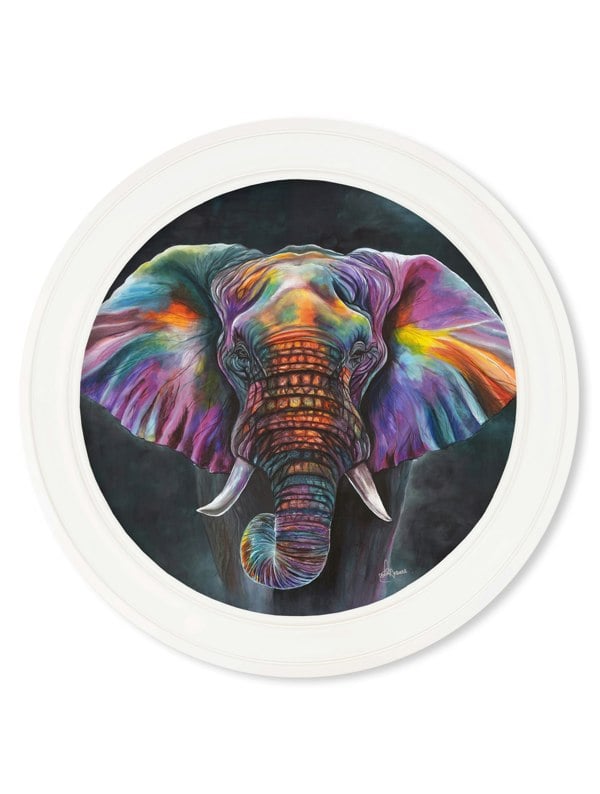 Exceptional Art Elephant Print 'Wisdom' by Amy Ansell - Strong White Round Frame