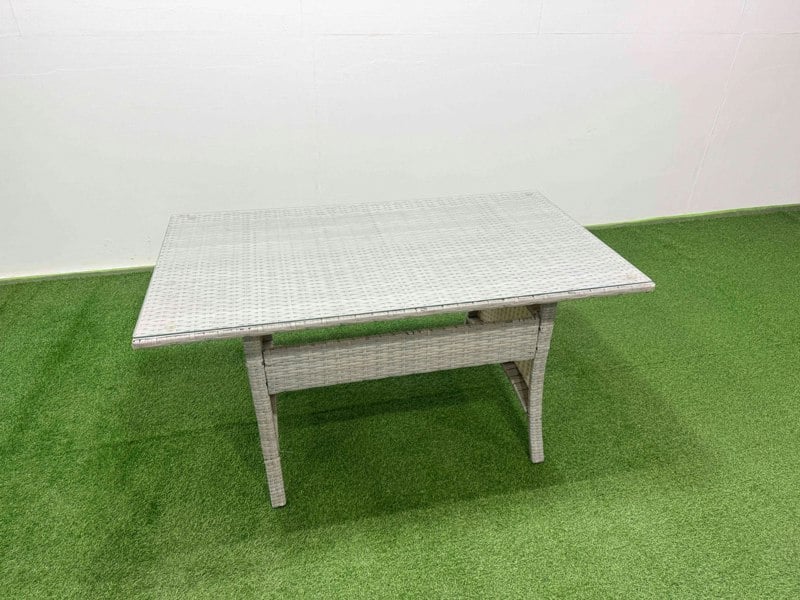 Fimous Rattan Garden Furniture Set Outdoor 10 Seater Patio Dining Corner Sofa Sets with Dining Table Chair Big Footstools Light Grey Mixed