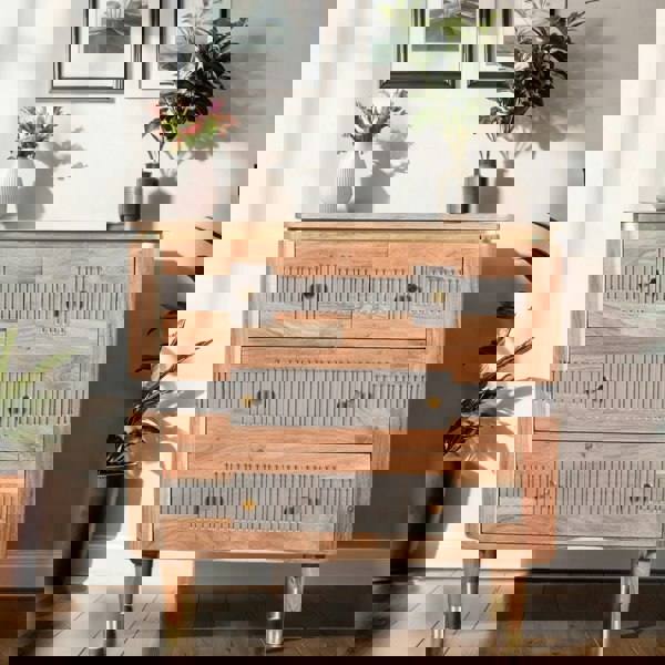 IH Design Alaina Acacia Wood 4 Drawers Chest