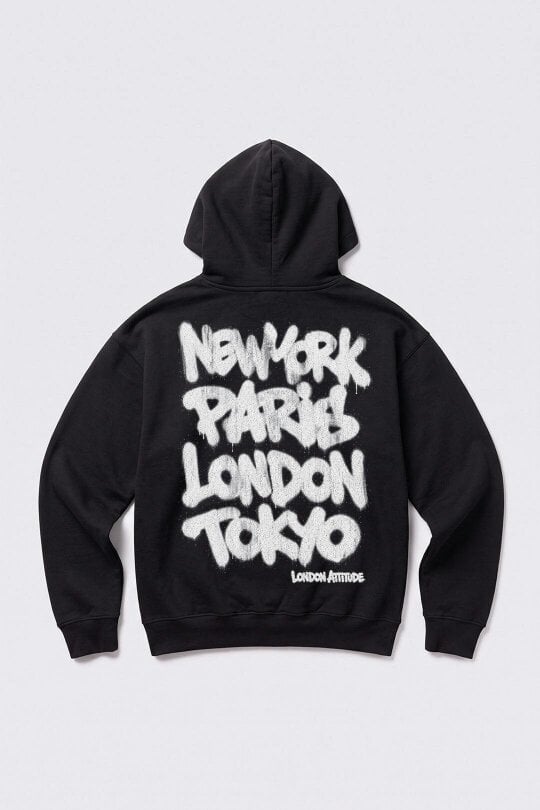 London Attitude Oversized Heavyweight City Graffiti Hoodie