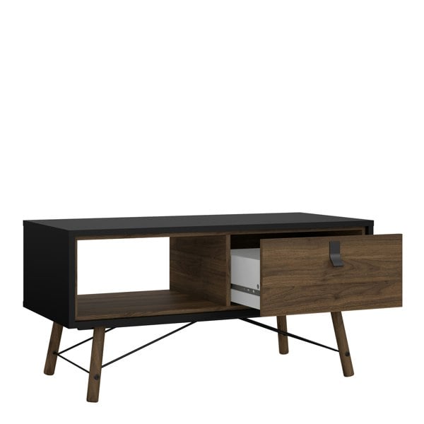 Furniture To Go Ry Coffee Table with 1 Drawer in Matt Black Walnut
