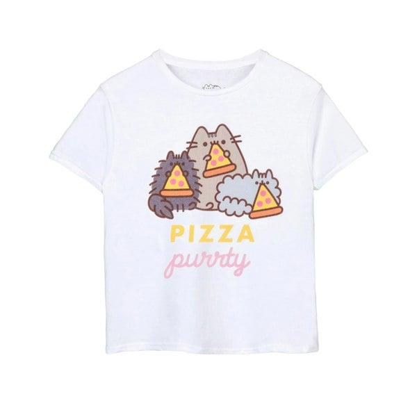 Pusheen Girls Pizza Purrty Short-Sleeved T-Shirt - White