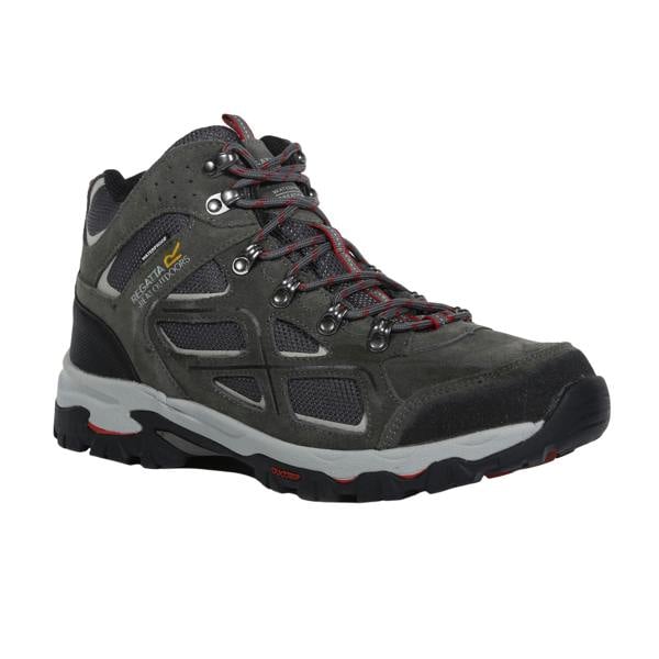 Regatta Mens Tebay Suede Walking Boots - Dark Grey/Dark Red - 