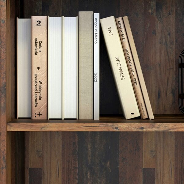 Wyld Haus Bucharest Narrow 5 Shelf Vintage Oak Wooden Bookcase