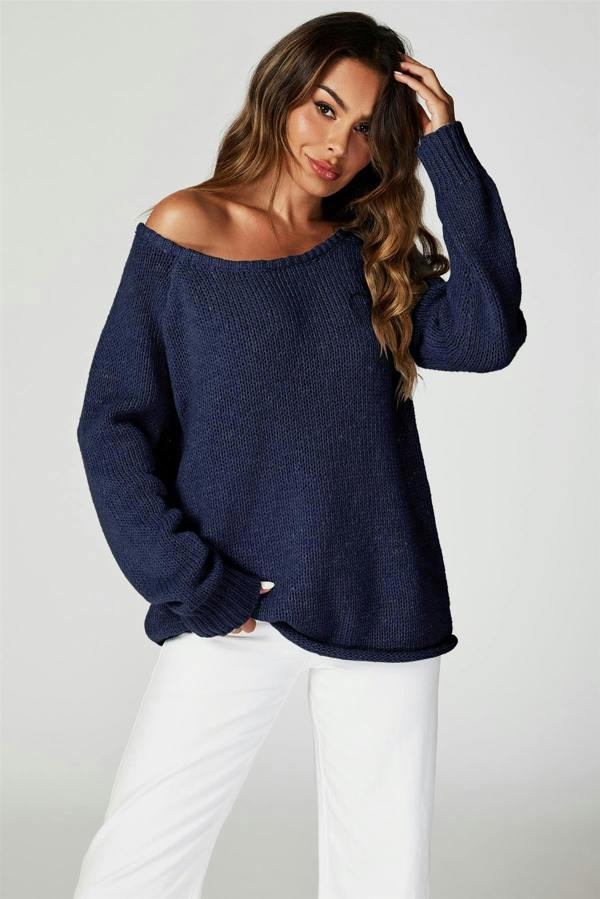 FS Collection Comfy Jumper Top In Navy