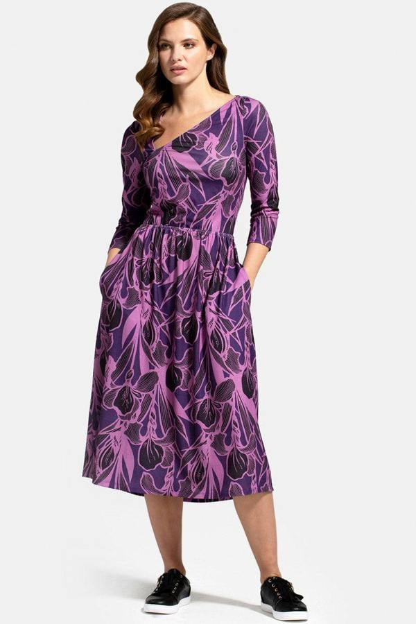 HotSquash Asymmetric Neckline Midi Dress