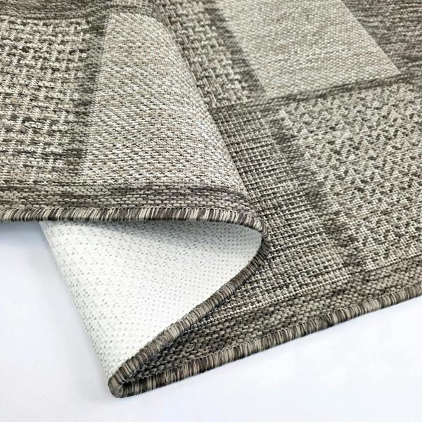Non-Slip Rug for Kitchen, Dining Room and Hallway, Taupe Brown Flat Weave Sisal Look with Rubber Backing
