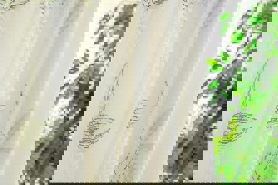 Luxury Living Leaf Embroidered Tulle Voile Curtains Ring Top