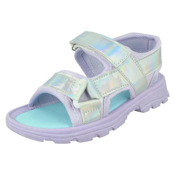 Spot On Girls Spot On Hook & Loop Strap Reflective Rainbow Sandals H0369