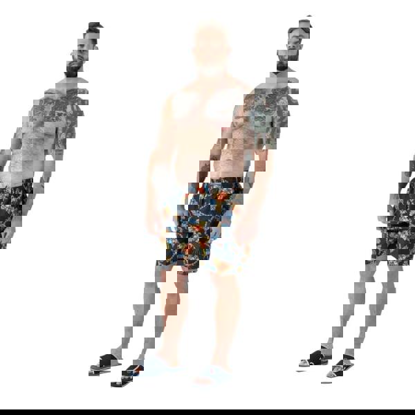 Duke Mens Dawson D555 Hawaiian Kingsize Swim Shorts - Navy - 