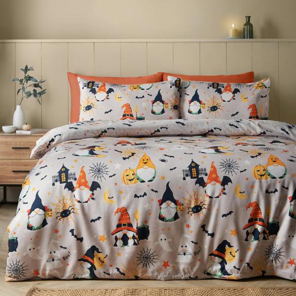 Catherine Lansfield Halloween Gonks So Soft Reversible Duvet Cover Set Natural