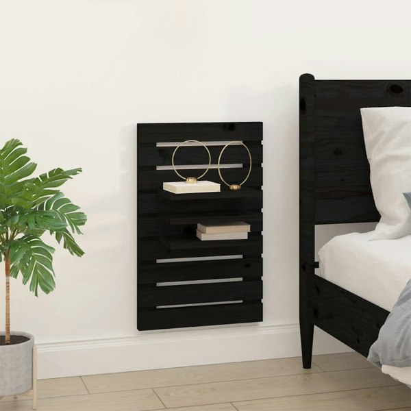 Berkfield Wall-mounted Bedside Shelves 2 pcs Black Solid Wood Pine