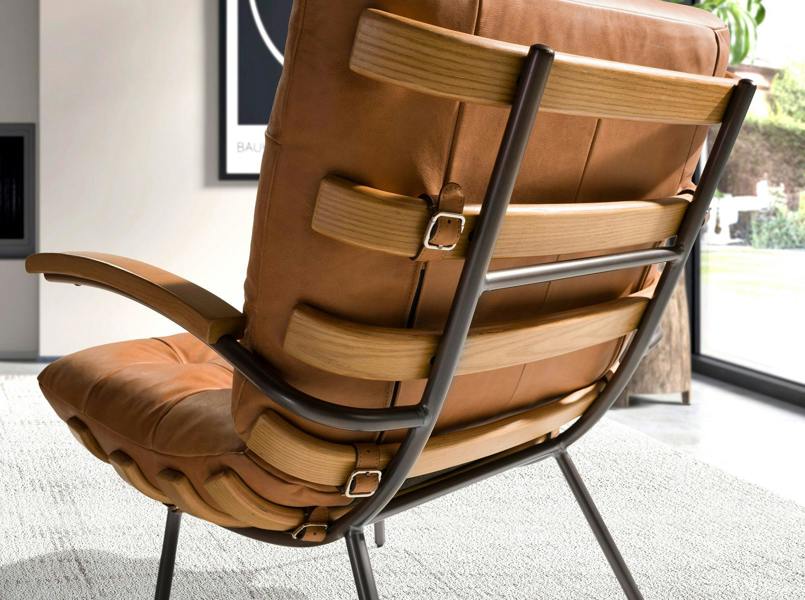 Angel Cerdá Brown leather and ash armchair 5153