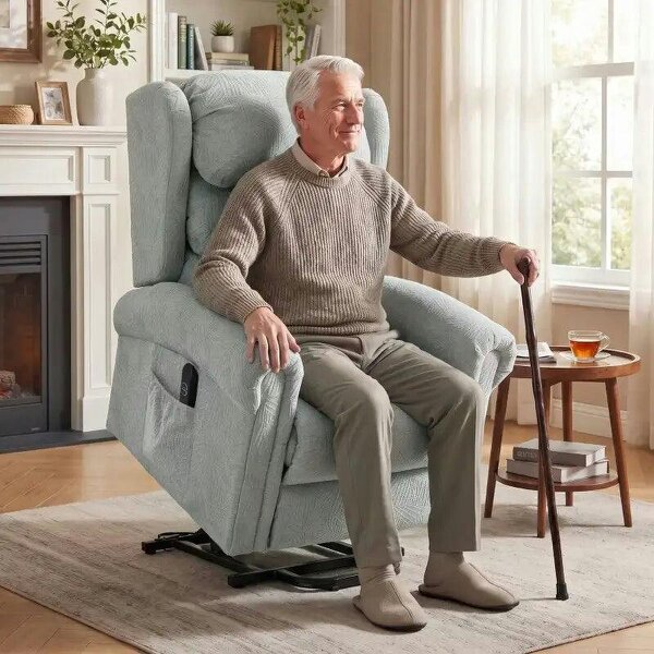 Velvet-Feel Electric Riser Recliner Chair - Grey - Grey