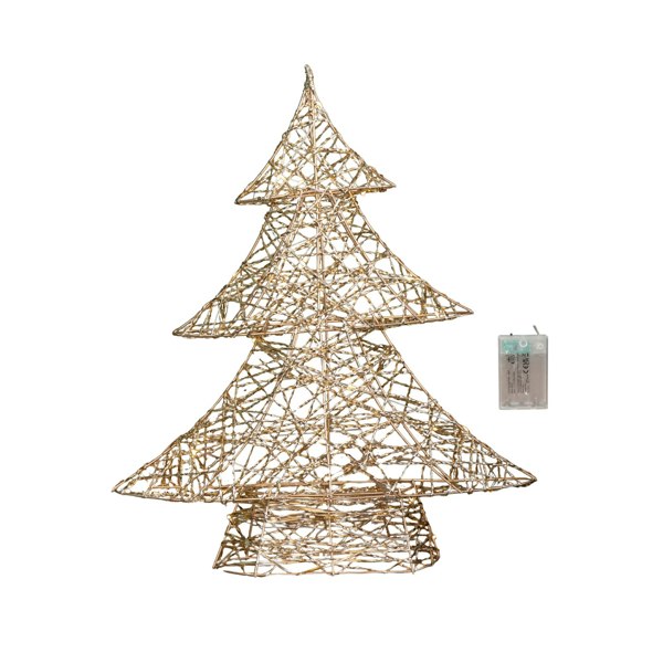 Samuel Alexander 40cm Battery Operated Light up Gold Weave Christmas Tree with Warm White LEDs