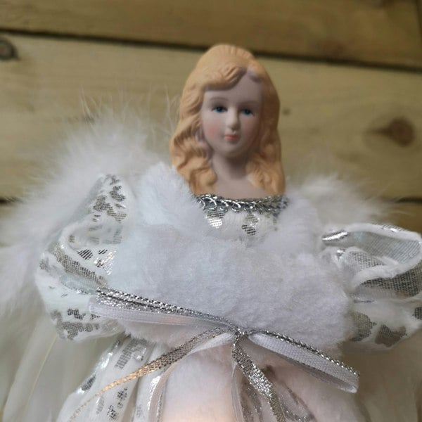 Samuel Alexander 30cm Premier Lit Angel Christmas Tree Topper with Warm White LEDs