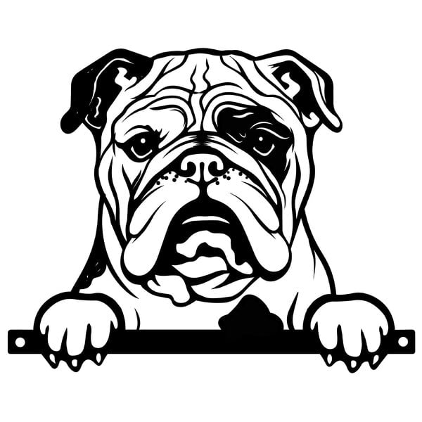 EDH Door Hardware Metal Bulldog Peeking Dog Silhouette – 25.5cm x 32cm | Durable Outdoor & Indoor Wall Art for Garden, Fence, or Home Décor