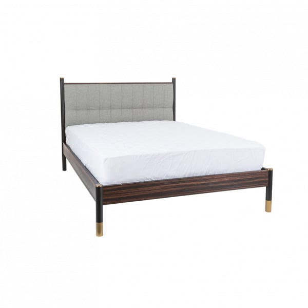 Bali Kingsize Bed frame - Ebony Veneer / Grey Fabric